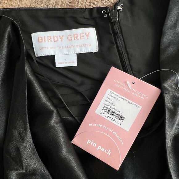 NWT Birdy Grey Monica Halter Satin Dress Black Bridesmaids Dress - Picture 6 of 8